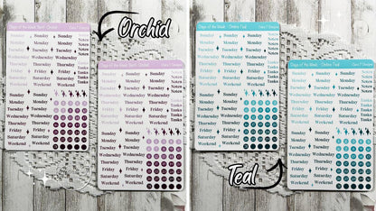 Large Ombre Candy Coloured Days of the Week Serif Sticker Sheet