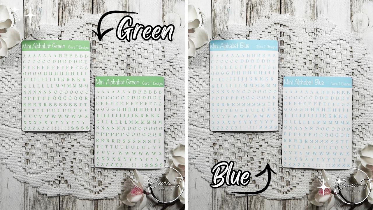 Mini Rainbow Coloured Small Serif Alphabet Sticker Sheet