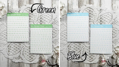 Mini Rainbow Coloured Small Serif Alphabet Sticker Sheet