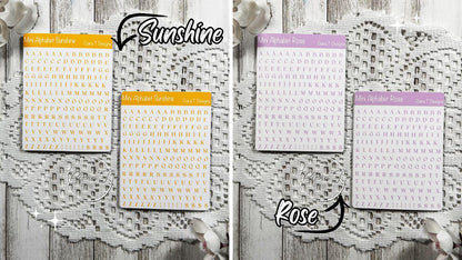Mini Candy Coloured Serif Alphabet Sticker Sheet