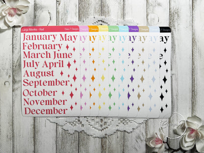 Months of the Year Rainbow Coloured Sticker Sheet