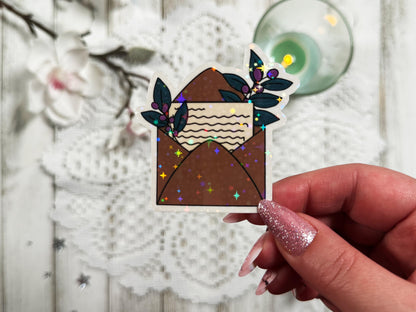 Kraft Floral Envelope Vinyl Sticker