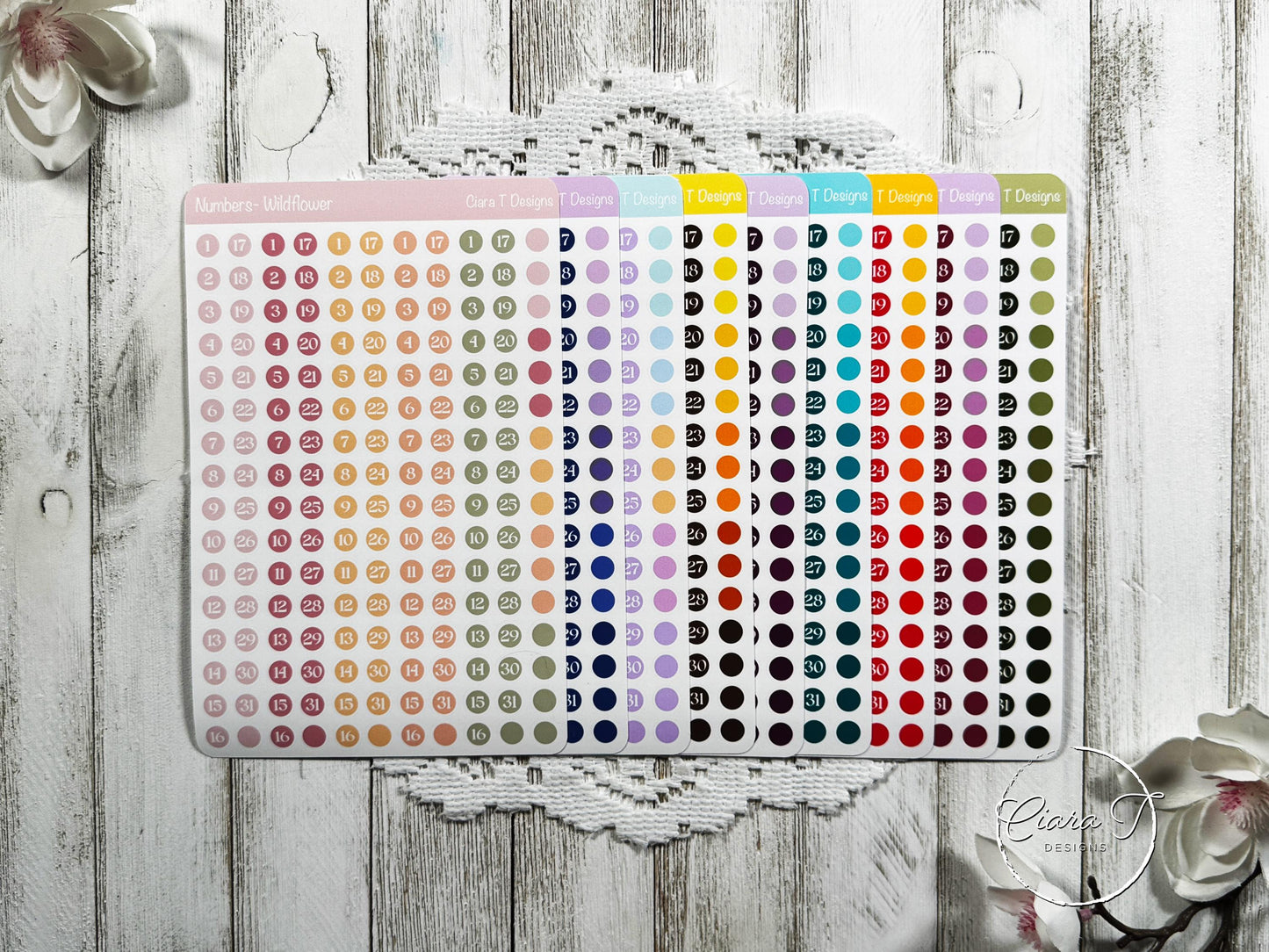 Ombre Candy Coloured Numbers Sticker Sheet