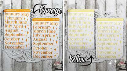 Months of the Year Rainbow Coloured Sticker Sheet