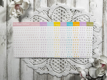 Mini Candy Coloured Serif Alphabet Sticker Sheet