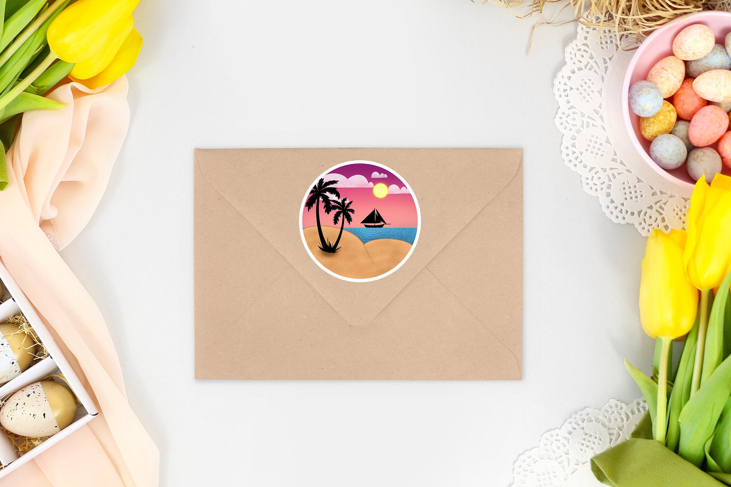 Beach Bum Die-cut Sticker with White Border