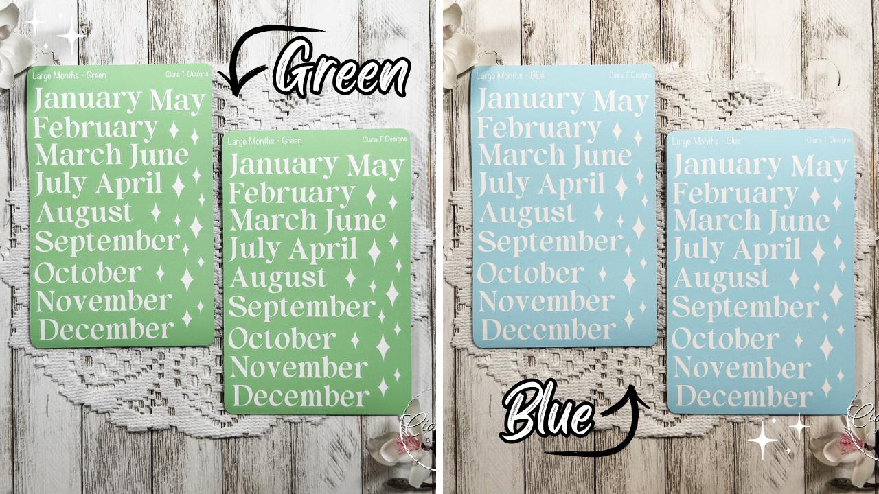 Large Rainbow Background Months of the Year Rainbow Sticker Sheet