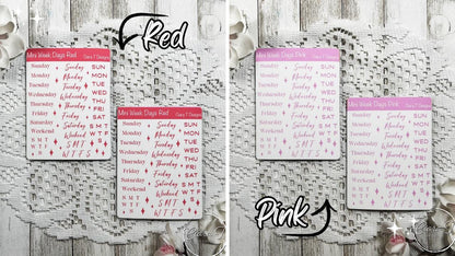 Mini Rainbow Coloured Week Days Sticker Sheet