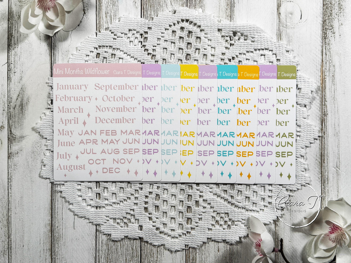 Mini Candy Coloured Months of the Year Sticker Sheet