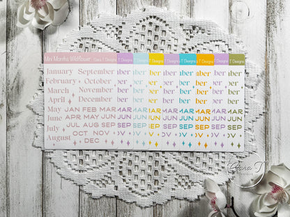 Mini Candy Coloured Months of the Year Sticker Sheet