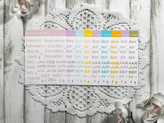 Mini Candy Coloured Months of the Year Sticker Sheet