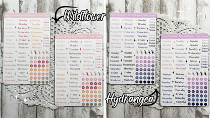 Large Ombre Candy Coloured Days of the Week Serif Sticker Sheet