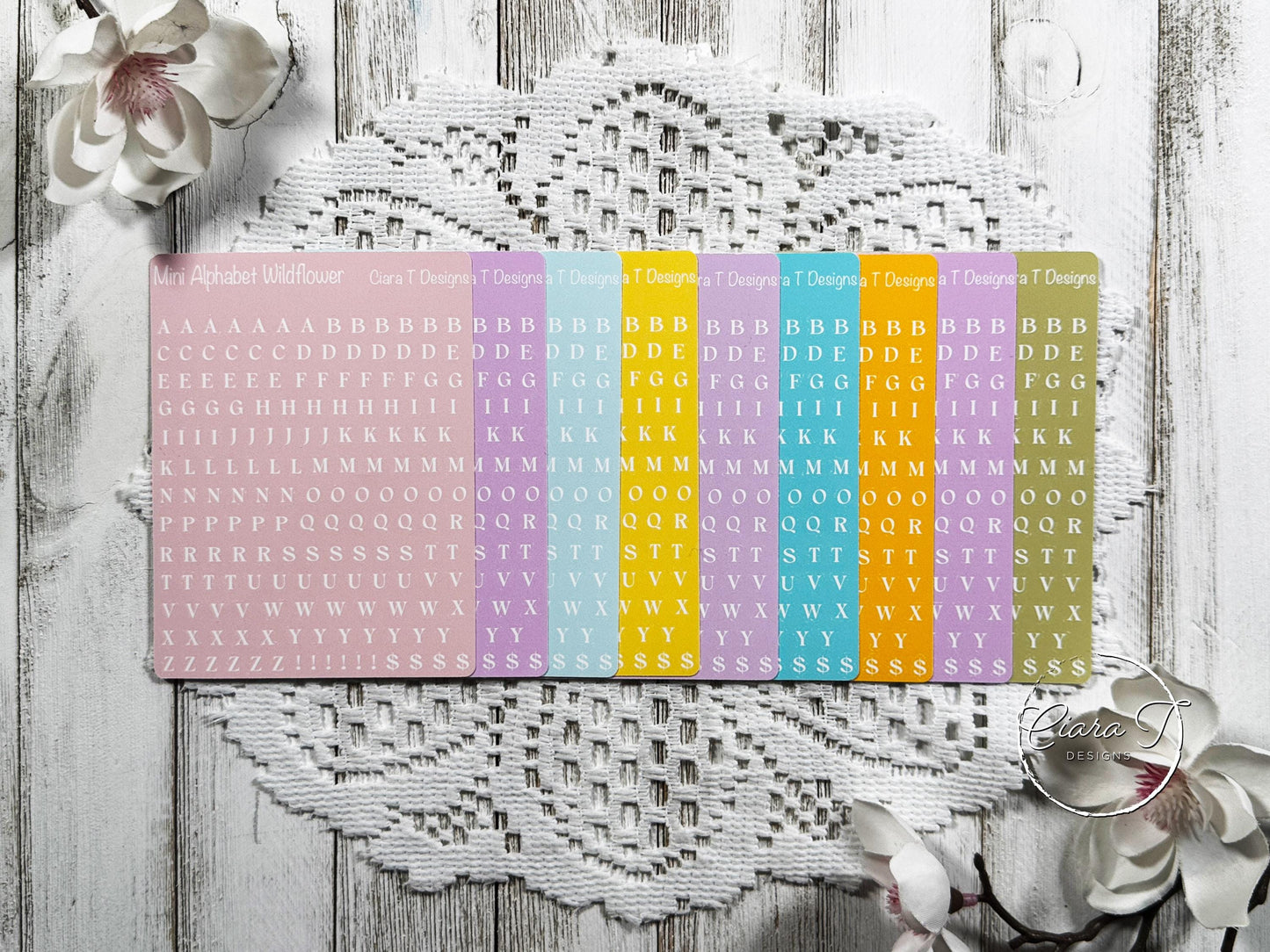 Mini Candy Backround Serif Alphabet Sticker Sheet