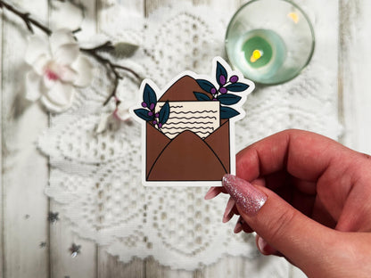 Kraft Floral Envelope Vinyl Sticker
