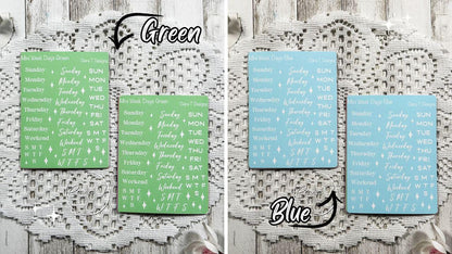 Mini Rainbow Background Week Days Sticker Sheet