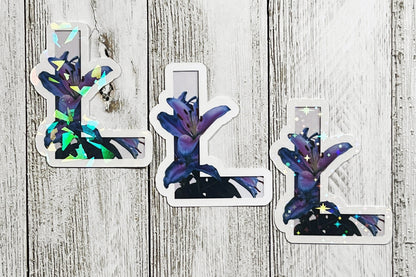 Holographic Glass Shards Floral Alphabet Sticker