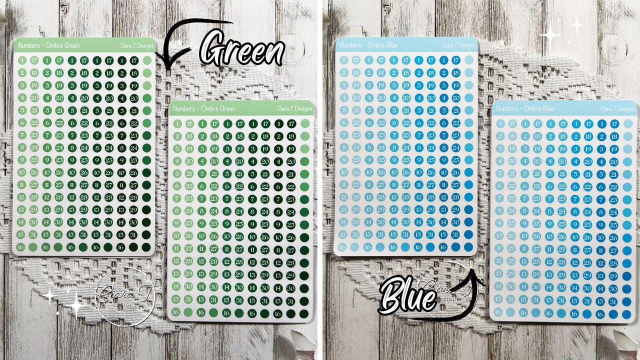 Ombre Rainbow Numbers Sticker Sheet