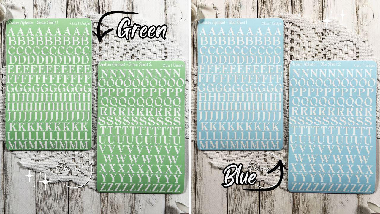 Medium Rainbow Background Serif Alphabet Sticker Sheet