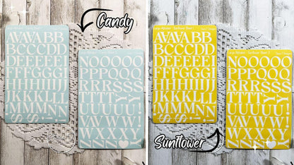 Large Candy Background Serif Alphabet Sticker Sheet
