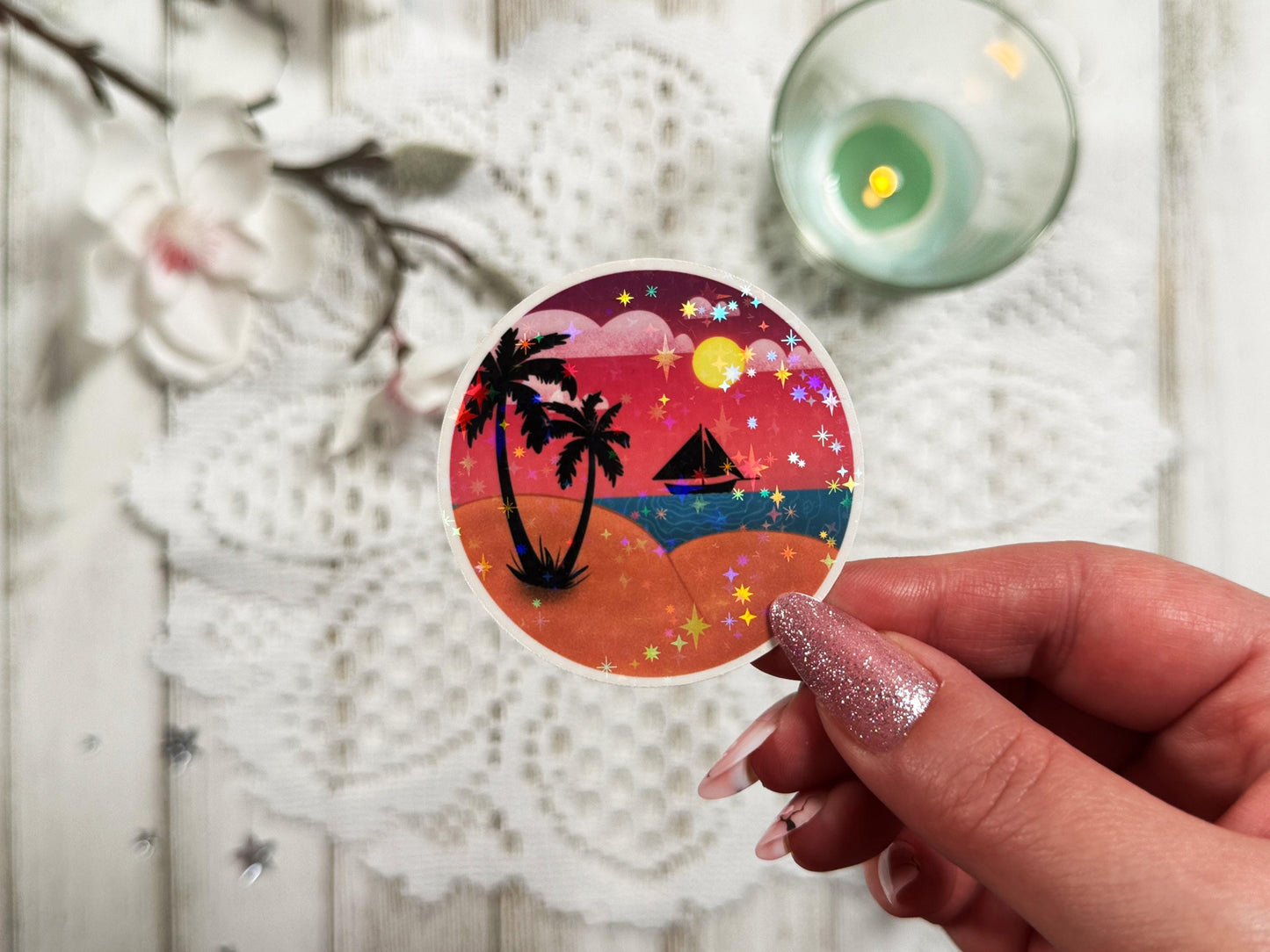 Beach Bum Die-cut Sticker with White Border