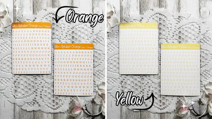 Mini Rainbow Coloured Small Serif Alphabet Sticker Sheet