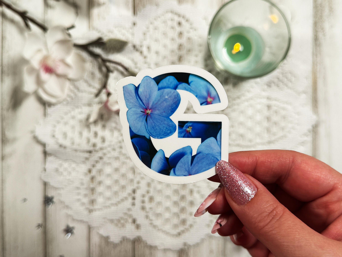 Glossy Floral Monogrammed Alphabet Sticker