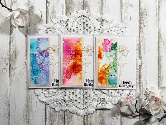 Alcohol Ink Floral Birthday Card *Bundle*