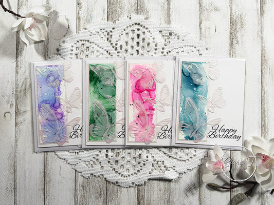 Alcohol Ink & Butterflies Birthday Card *Bundle*