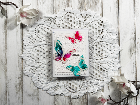 Alcohol Ink Butterfly Thank You Card