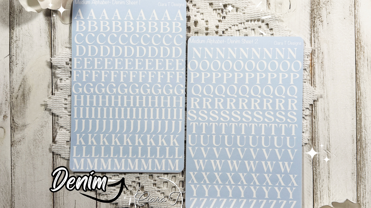 Candy Background Medium Serif Alphabet Large Sticker Sheet