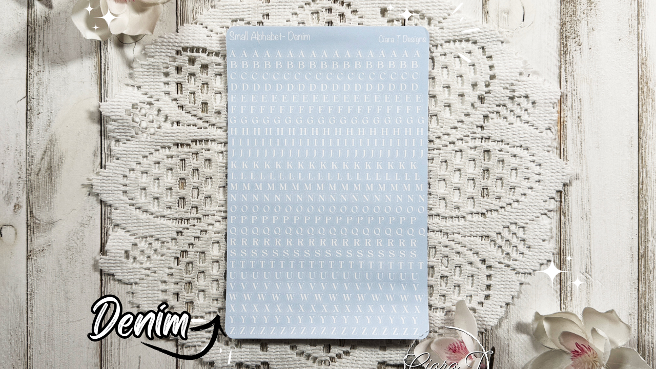Candy Background Small Serif Alphabet Large Sticker Sheet