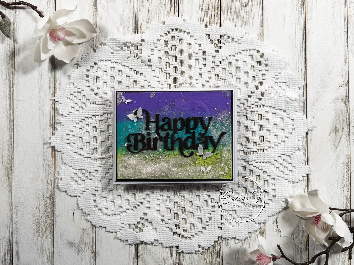 Dark Ink-Blended Shaker Birthday Card