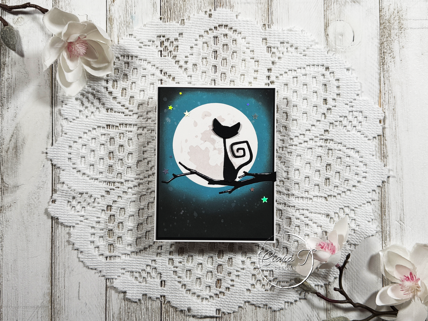 Blue Moon & Cat Halloween Card