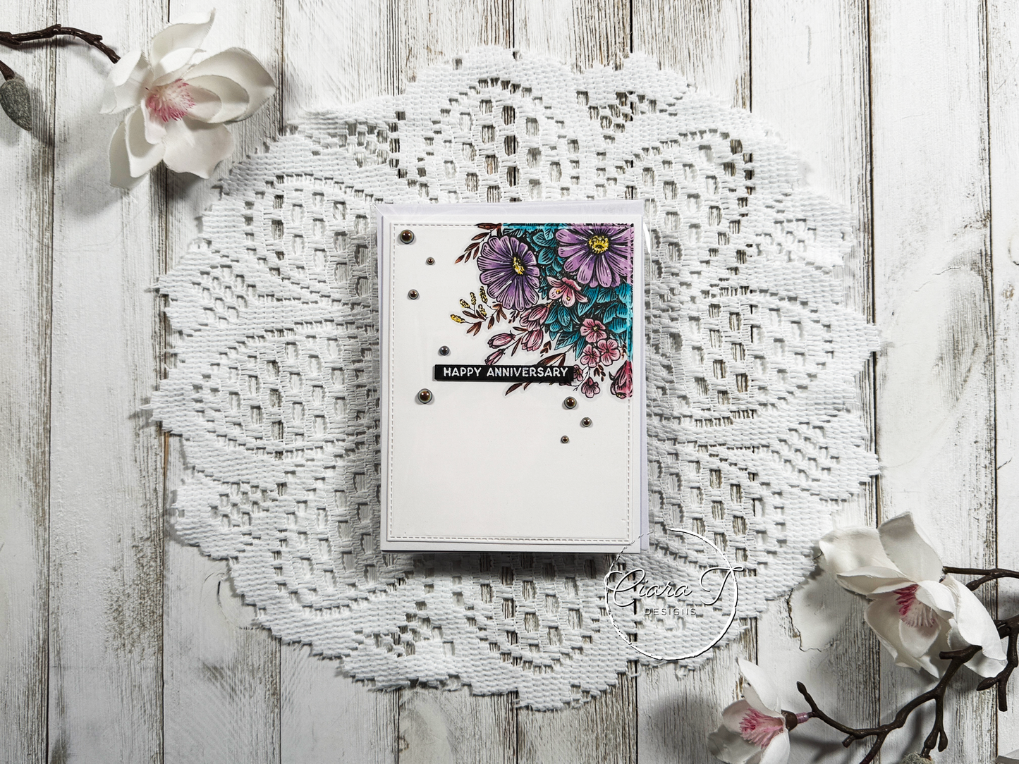 Corner Floral Anniversary Card