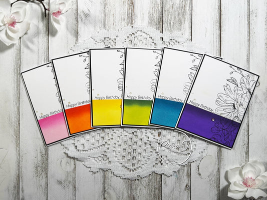 Ink- Blended Strip Floral Birthday Card *Bundle*