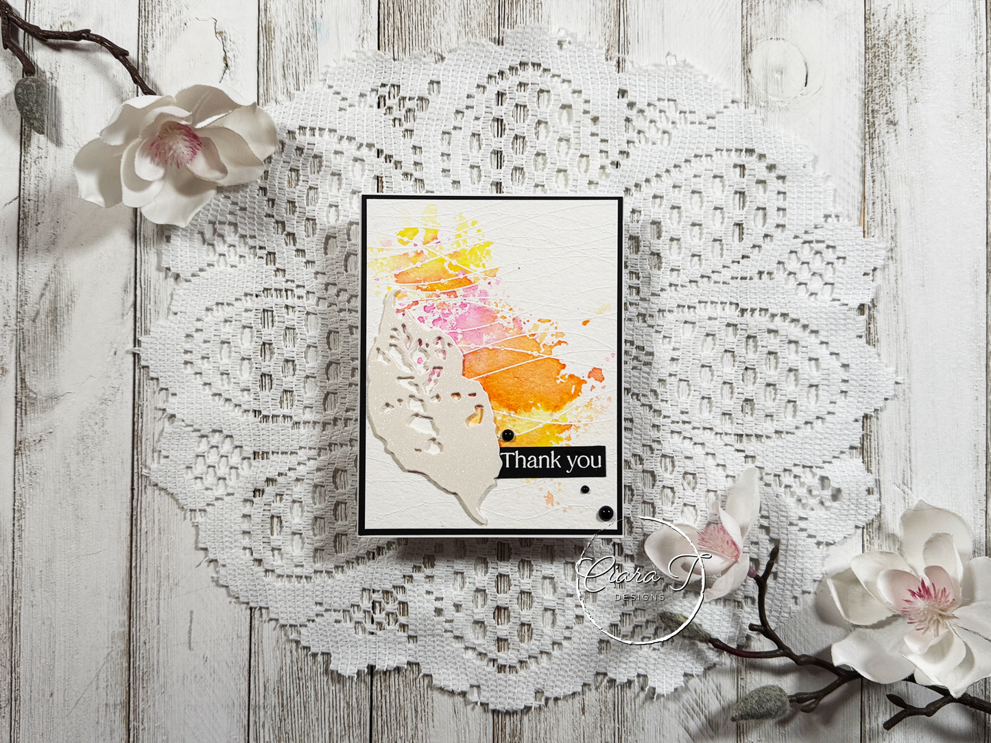Warm Inky Leaf Thank You Card