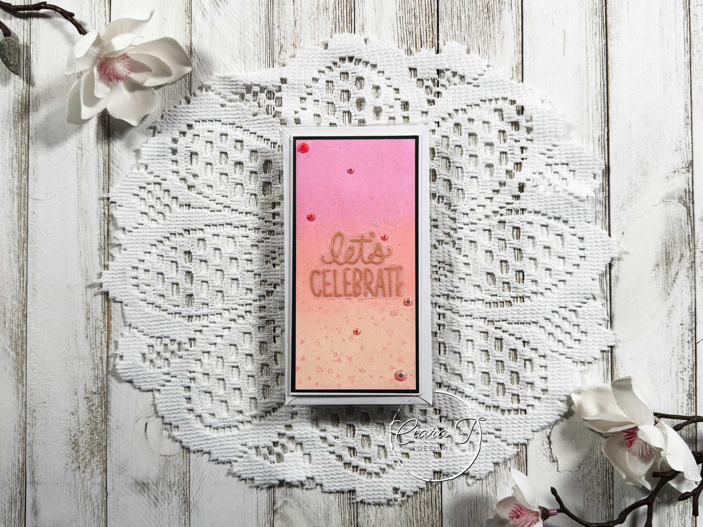 Pink & Peach Mini Slimline Birthday Card