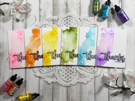 Rainbow Alcohol Ink Thank You Card *Bundle*