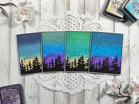Ink-Blended Sky & Trees Christmas Card *Bundle*