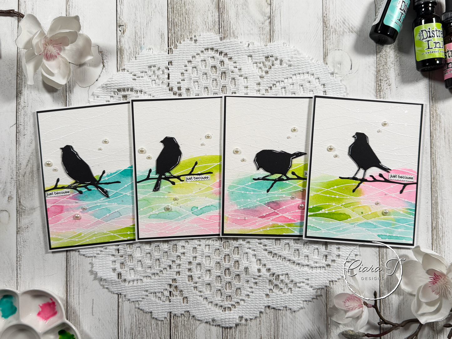 Watercolour & Birds Saying Hello Card *Bundle*