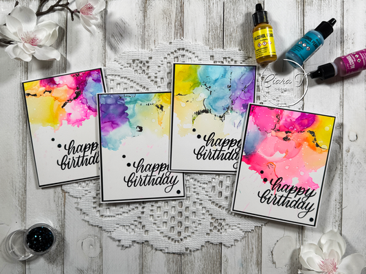 Rainbow Alcohol Ink Birthday Card *Bundle*