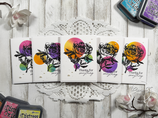 Rainbow Circle Floral Thank You Card *Bundle*