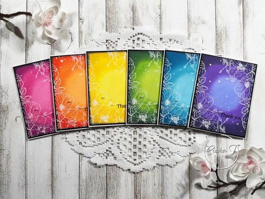 Rainbow Ink-Blended Floral Thank You Card *Bundle*