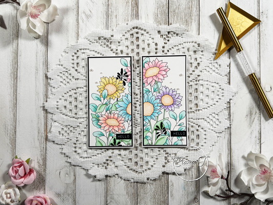 Pastel Floral Saying Hello Mini Slimline Card *Bundle*