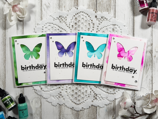 Alcohol Ink Butterfly Cut Out Birthday Card *Bundle*