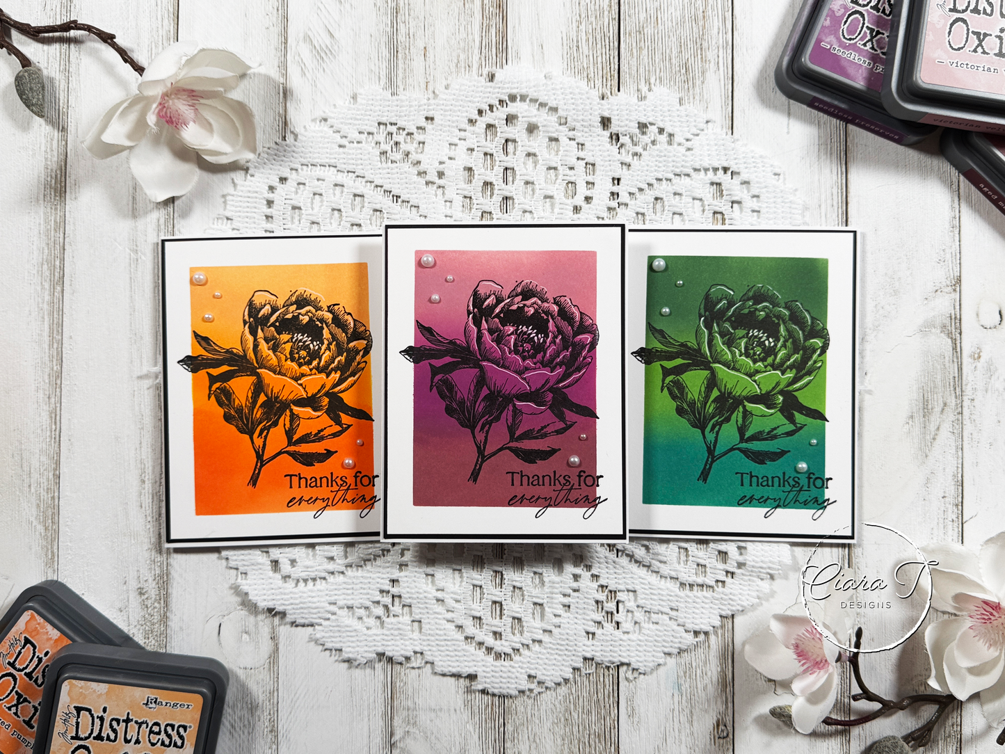 Stunning Ink-Blended Floral Thank you Card *Bundle*