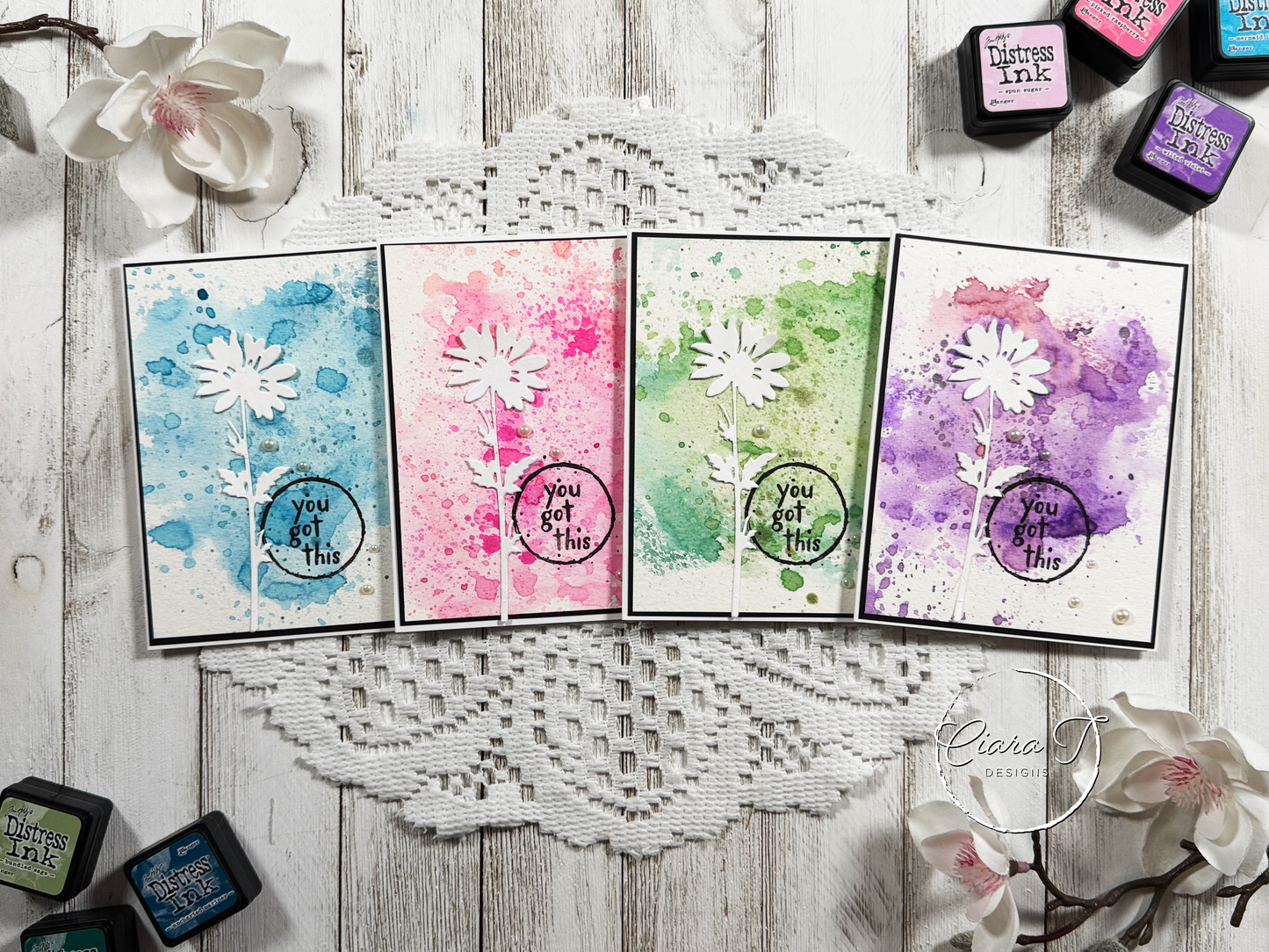 Ink-Smooshed Floral Inspirational Card *Bundle*