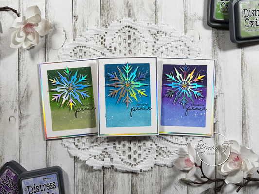 Ink-Blended Background & Snowflake Christmas Card *Bundle*