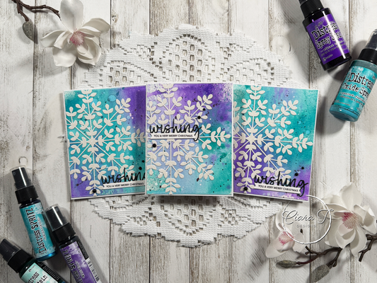 Teal & Purple Inky Christmas Card *Bundle*