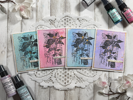 Inky Floral Spray Christmas Card *Bundle*